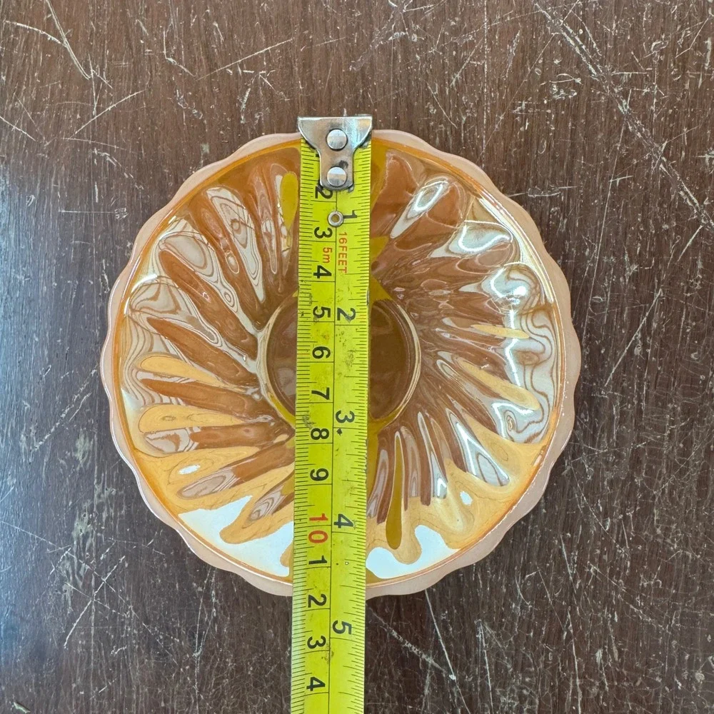Anchor Hocking‎ Fire Ring Orange Peach Lusterware Carnival Glass Cup Saucer Set